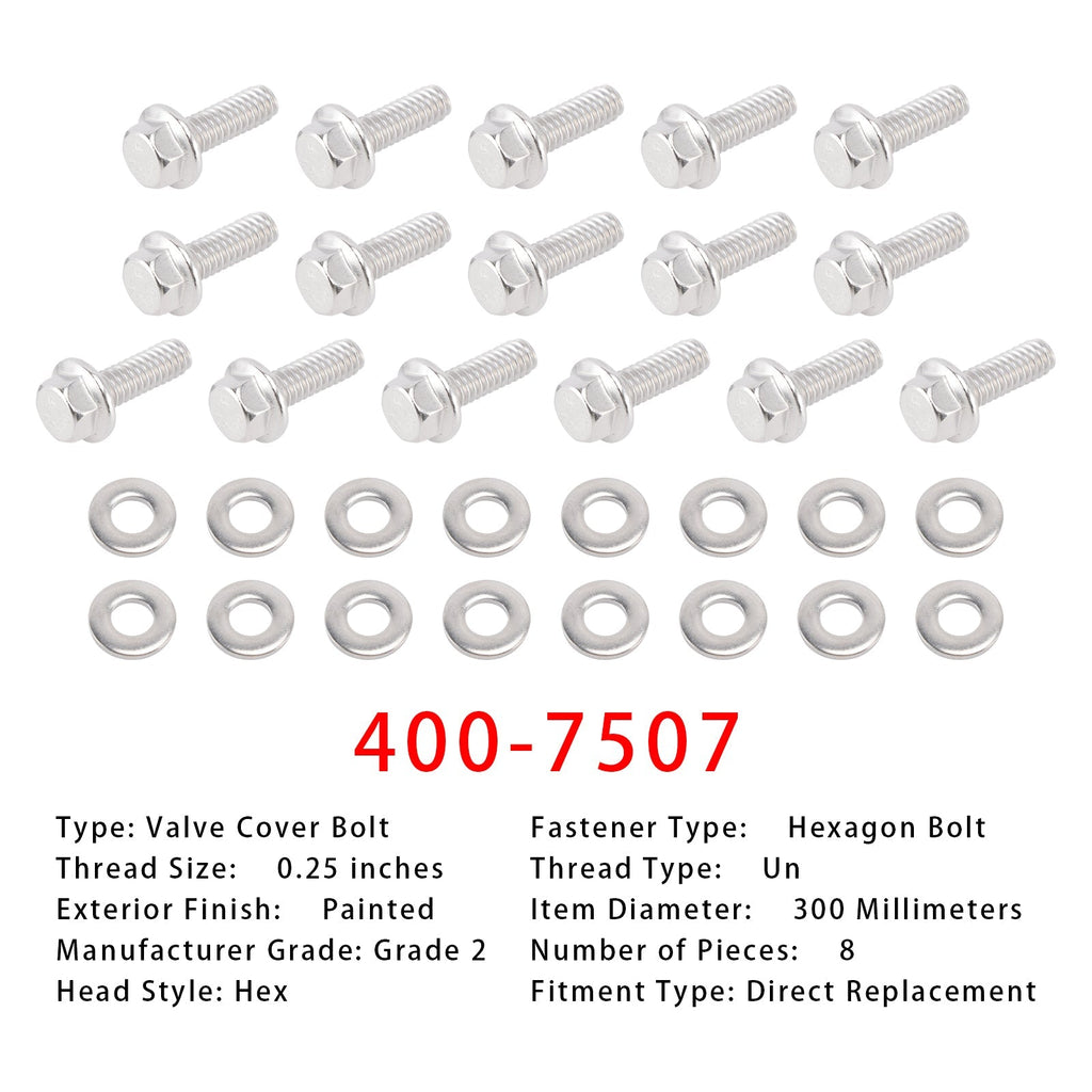 Stainless Steel 300 Hex Valve Cover Bolt Kit 400-7507 2 Pack