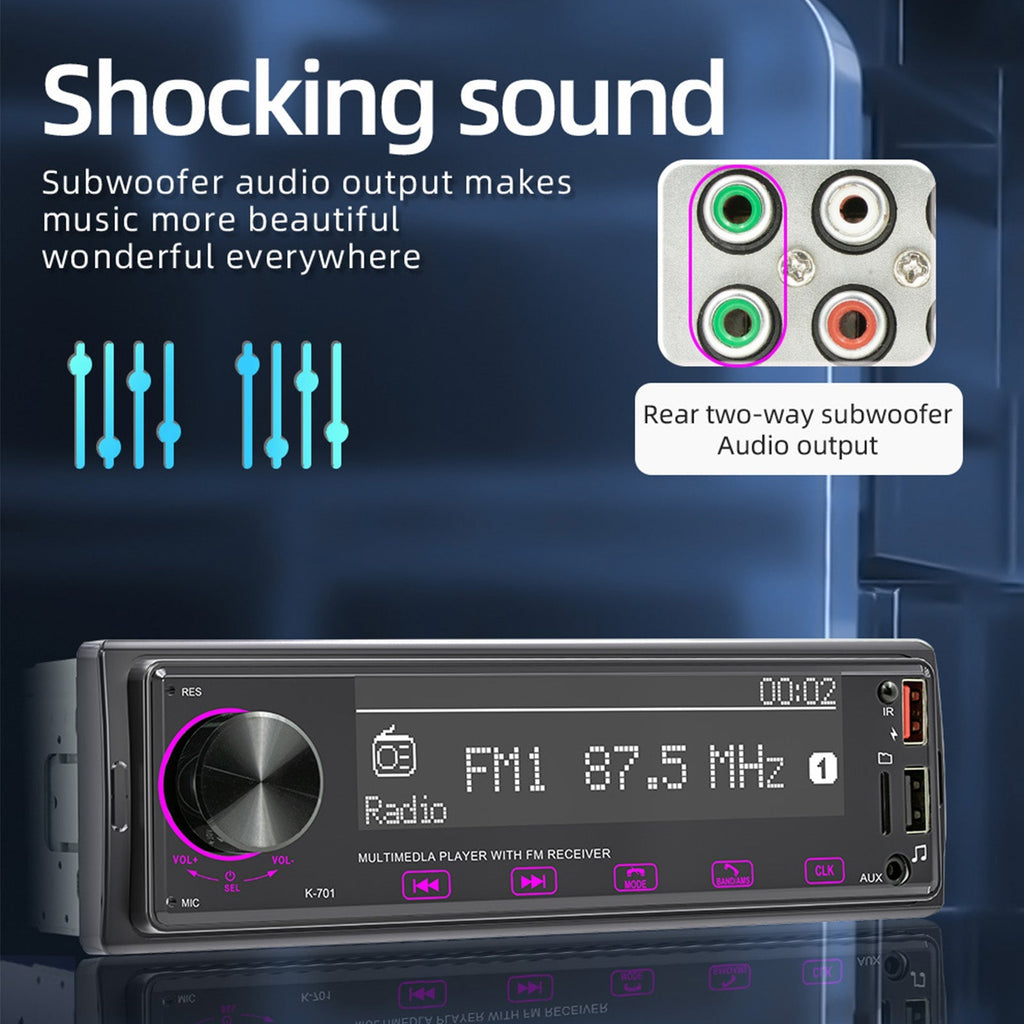 1DIN Car Radio with 2.5D Touch Screen Bluetooth FM MP3 Stereo Receiver and DAB