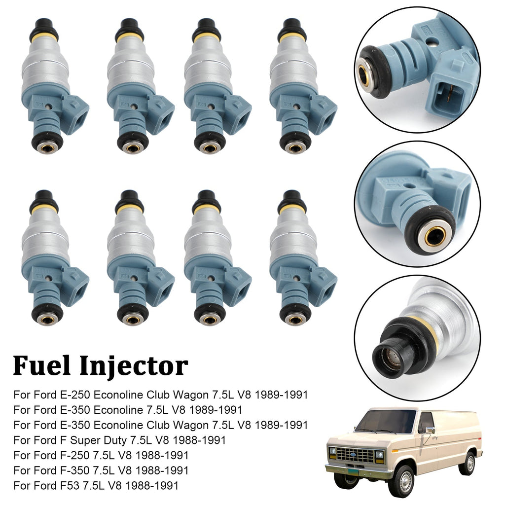 1988 1989 1990 1991 Ford E-250 E-350 V8 7.5L 8 Fuel Injectors 822-11120 0280150759