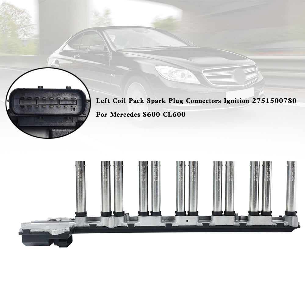 Left Spark Plug Connector Coil Pack for 2001-2014 Mercedes-Benz CL600 Ignition Module 215.378 215.376 2751500780