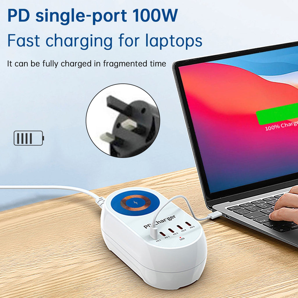 140W PD100W Magnetic Wireless Laptop and Phone Fast Charger Station
