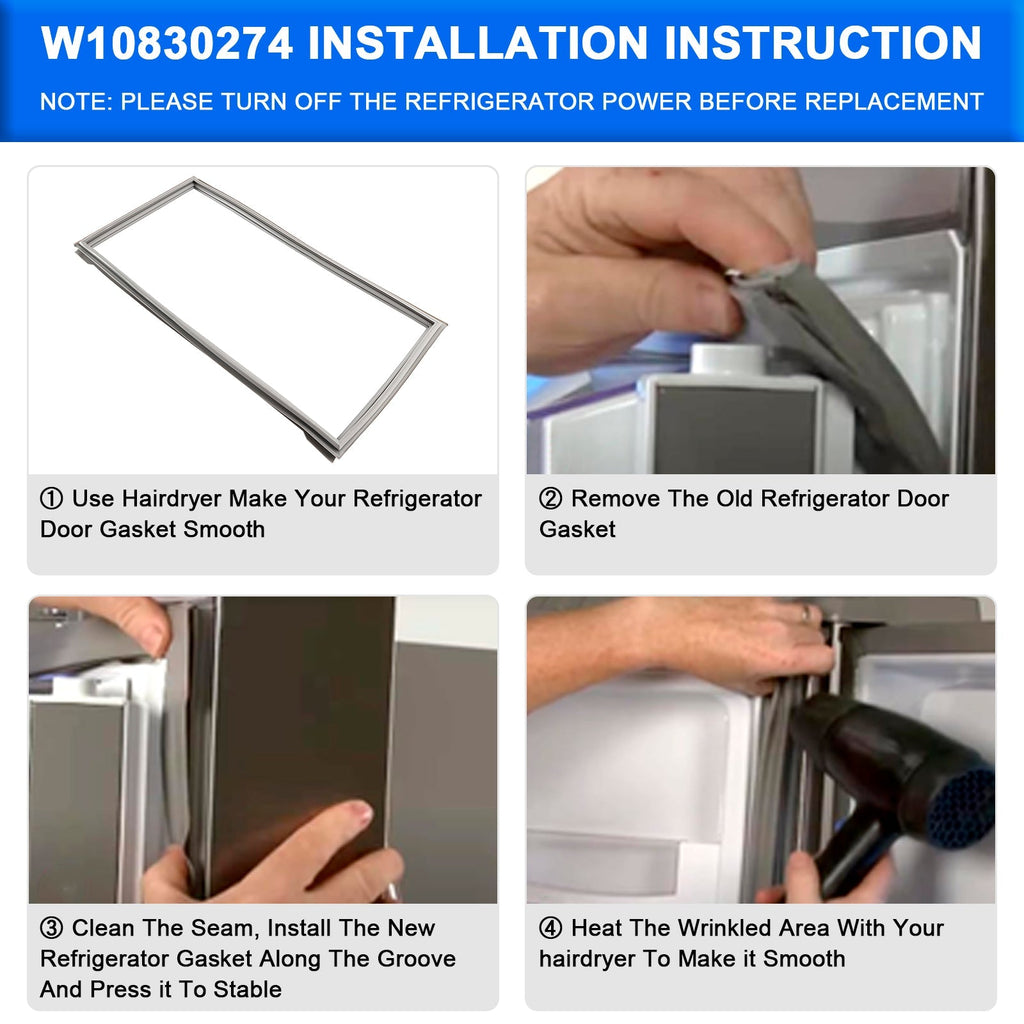 2 Pack Maytag W10830274 Freezer Gasket Seal Door Replacement W10443273 W10294127