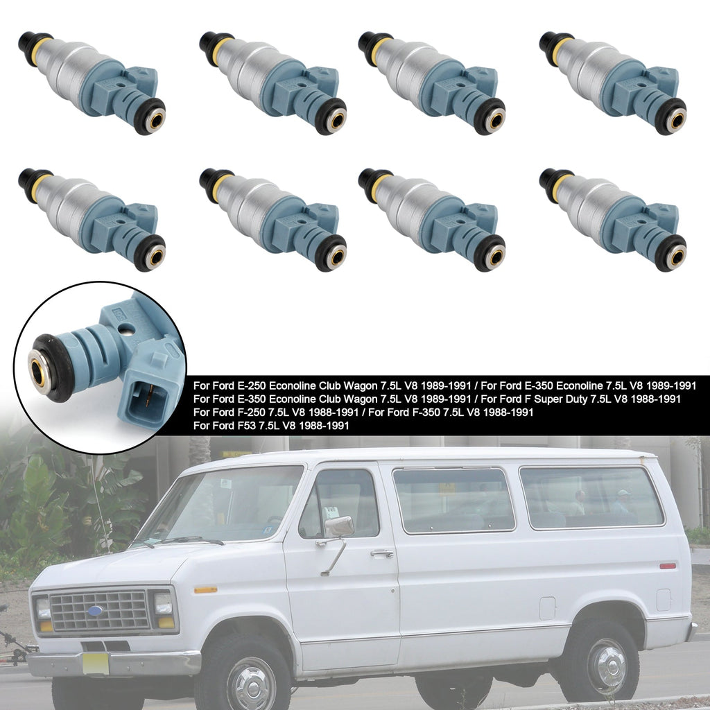 Ford E-250 E-350 7.5L V8 Fuel Injector Set 1988-1991 0280150759 822-11120 8 Piece