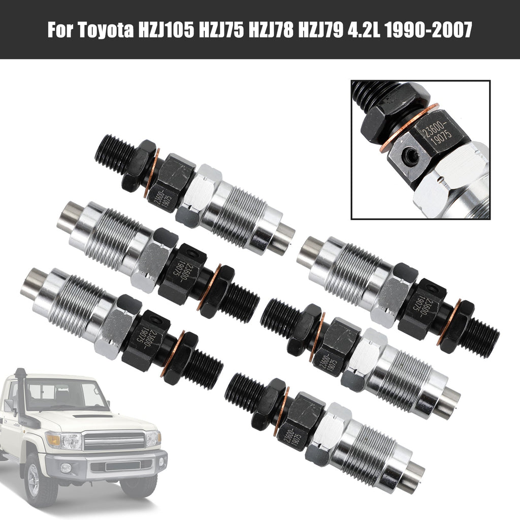 Toyota HZJ Series 6-Piece Fuel Injector Set 23600-19075 for 1990-2007 Models