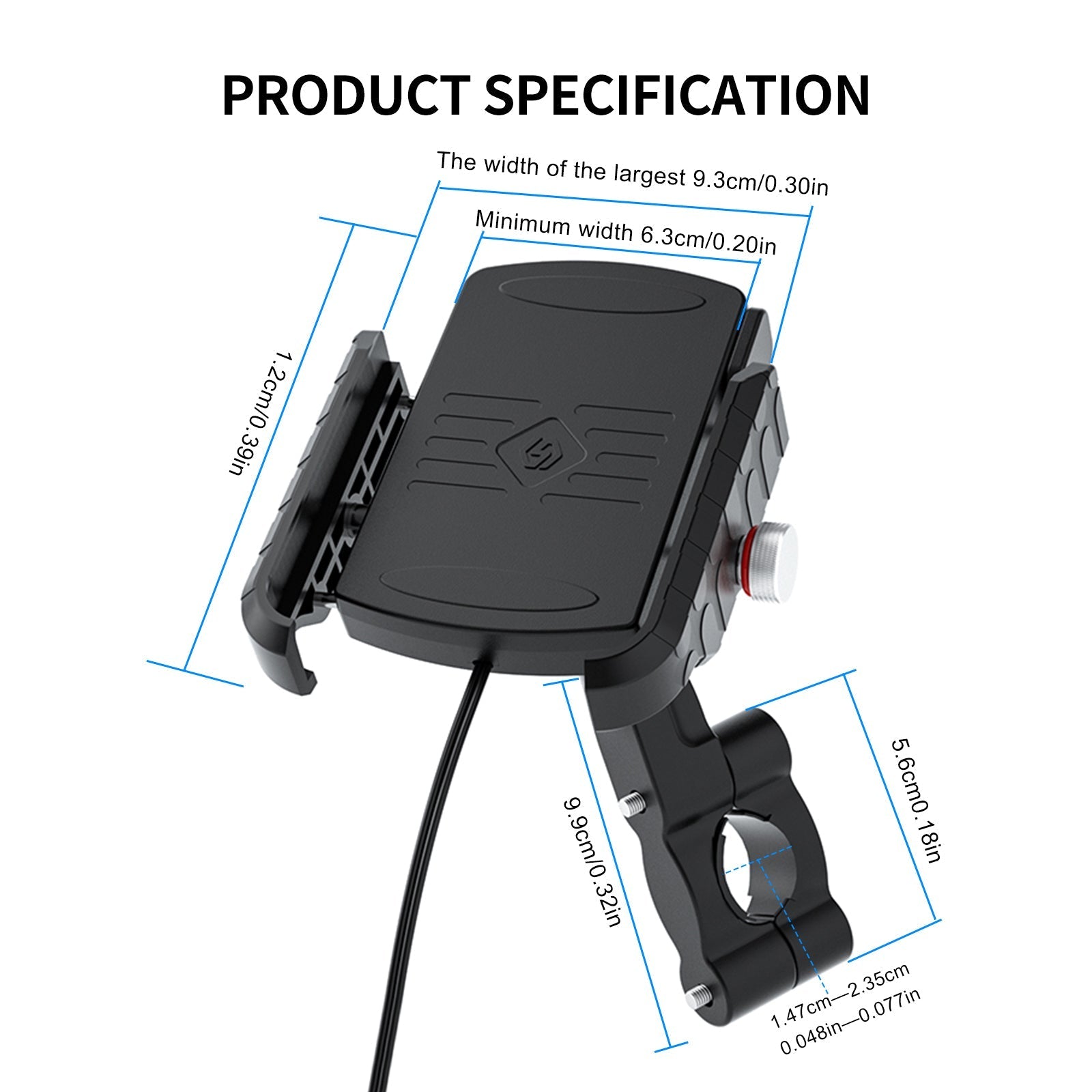 15W Fast Wireless Phone Charger Bracket with QC3.0 for Motorcycle and Scooter BlackB Generic