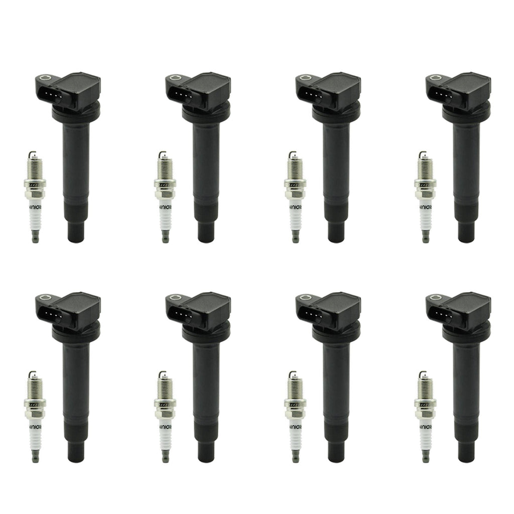 8PC Ignition Coil and Spark Plug Kit for 2001-2009 Toyota Sequoia Tundra 4.7L UF230