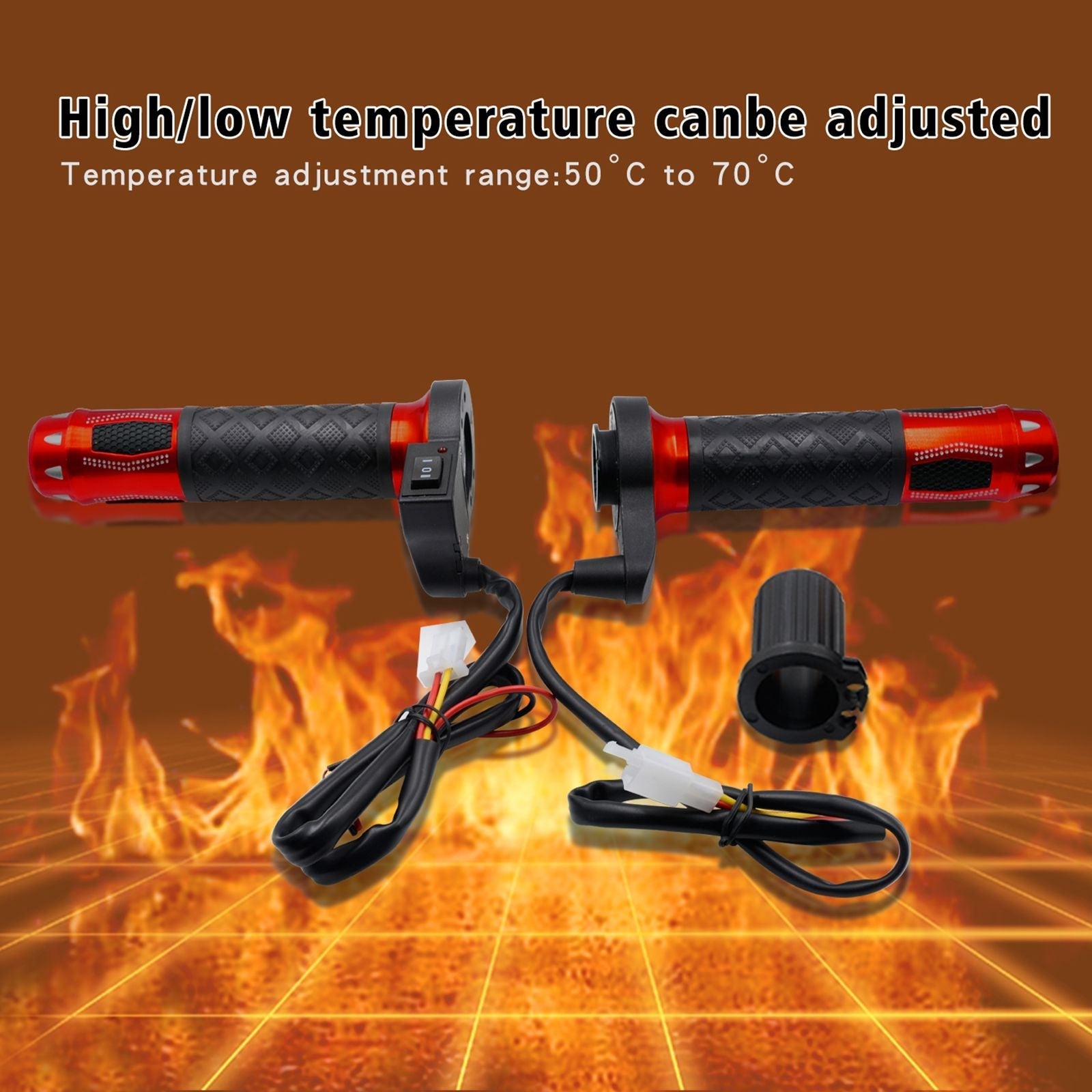 12V Motorcycle Heated Handlebar Grips 22Mm Alu Universal Warmer Gold Generic