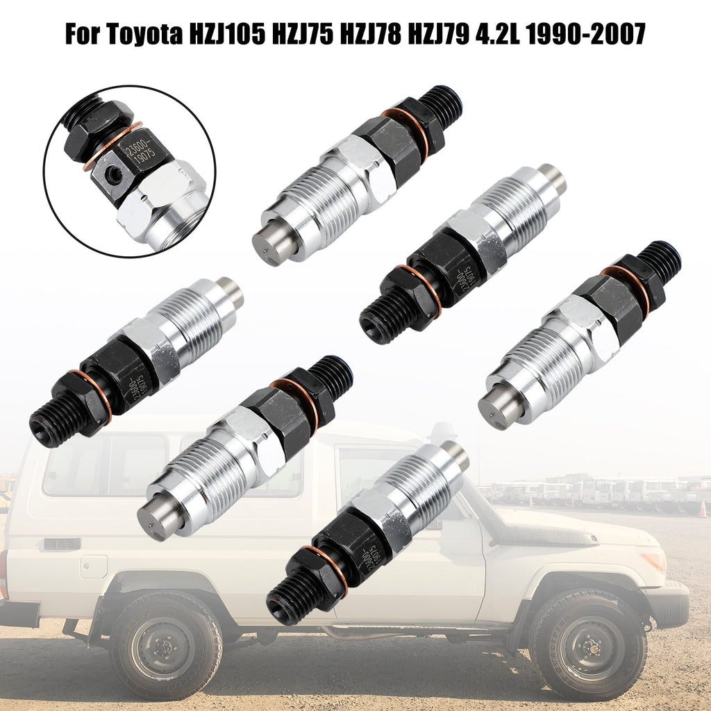 6PCS Fuel Injectors 23600-19075 Compatible with Toyota HZJ105 HZJ75 HZJ78 HZJ79 1990-2007