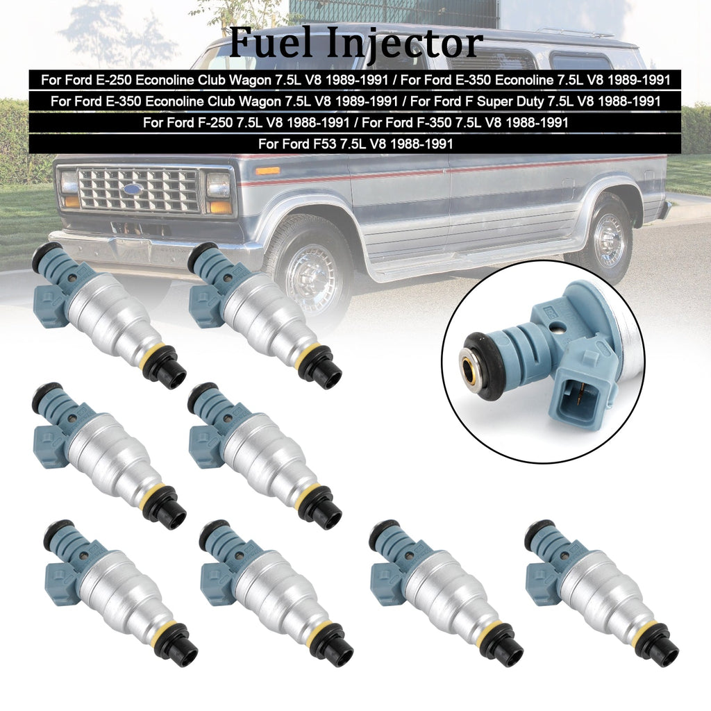 1988 1989 1990 1991 Ford E-250 E-350 V8 7.5L 8 Fuel Injectors 822-11120 0280150759