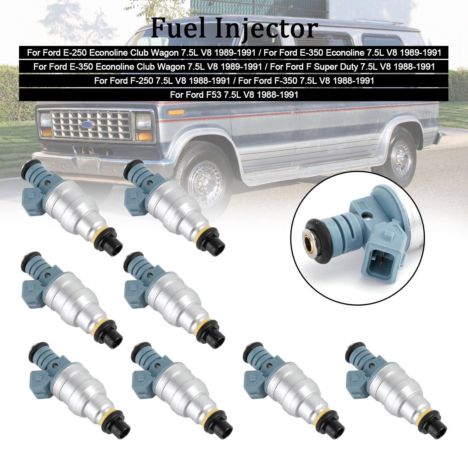8PCS Fuel Injectors 0280150759 for 1988-1991 Ford E-250 E-350 7.5L V8 822-11120