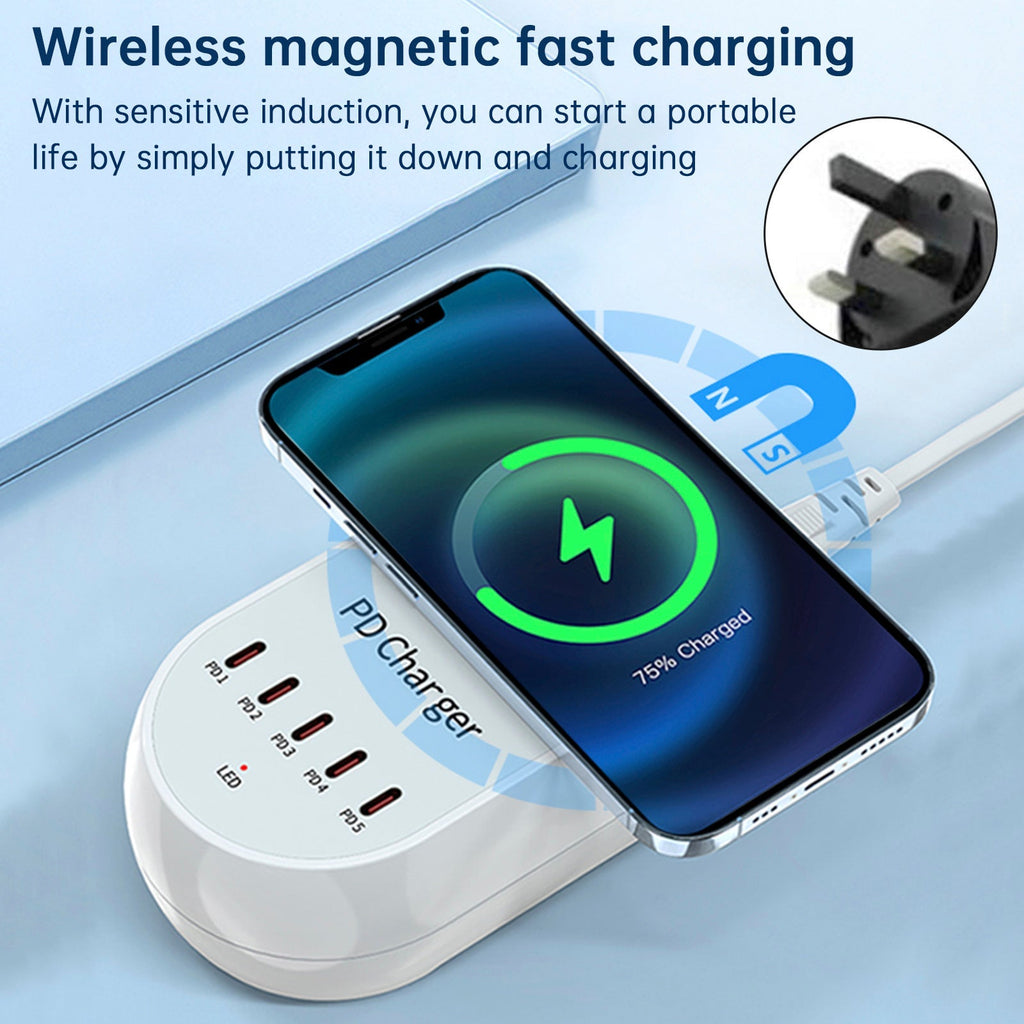 140W PD100W Magnetic Wireless Laptop and Phone Fast Charger Station