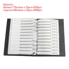 0201 0402 0603 0805 1206 170-Value 1% SMD Resistor and Capacitor Sample Assortment Book