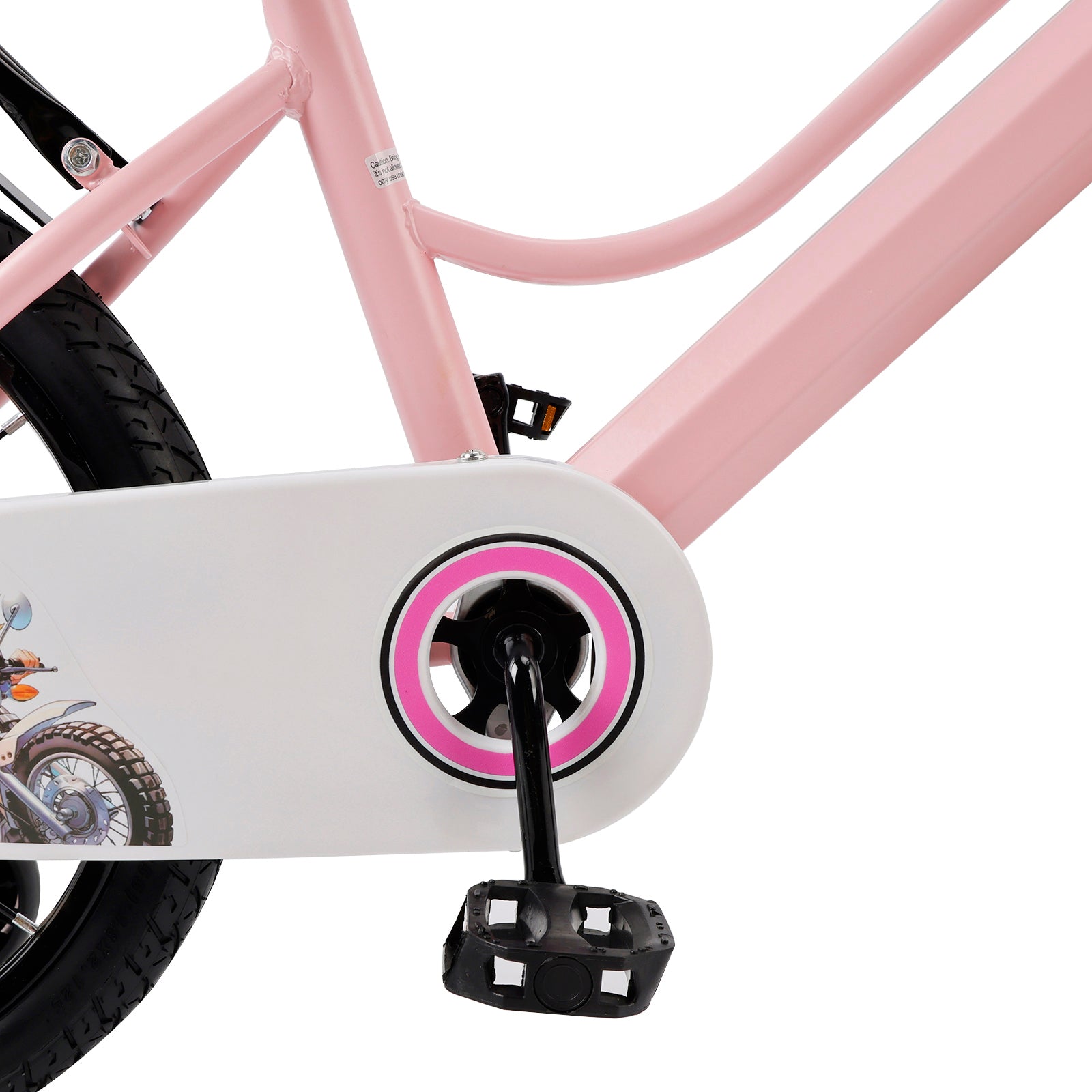 18 Inch Children's Bicycle with Training Wheels and Cargo Rack in Pink