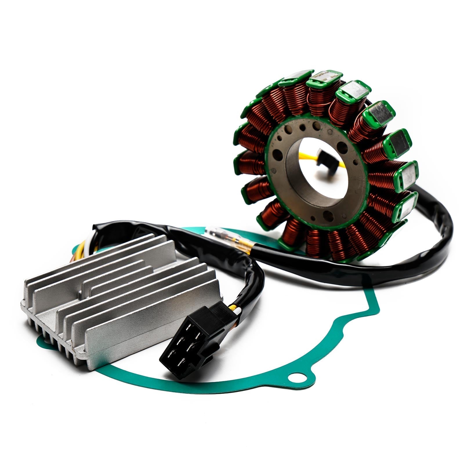 Kawasaki ZR400 Zephyr 400X Magneto Stator Assembly with Voltage Rectifier and Gasket 1996-2008