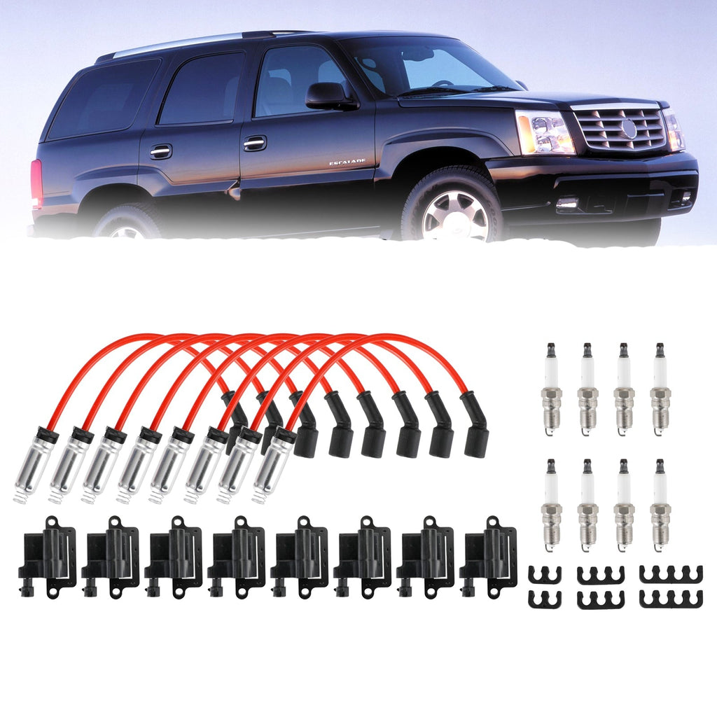 GMC Yukon XL Chevrolet Tahoe Suburban 2000 2001 2002 2003 2004 2005 2006 Square Ignition Coil Spark Plug Wire Set 8 Pack