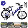 18" Junior Bike with Stabilizer Wheels and Carrier Rack for Boys and Girls - Dark Blue