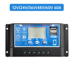 12V-60V Solar PWM Charge Controller Display Screen Street Light Regulator 0V Starting