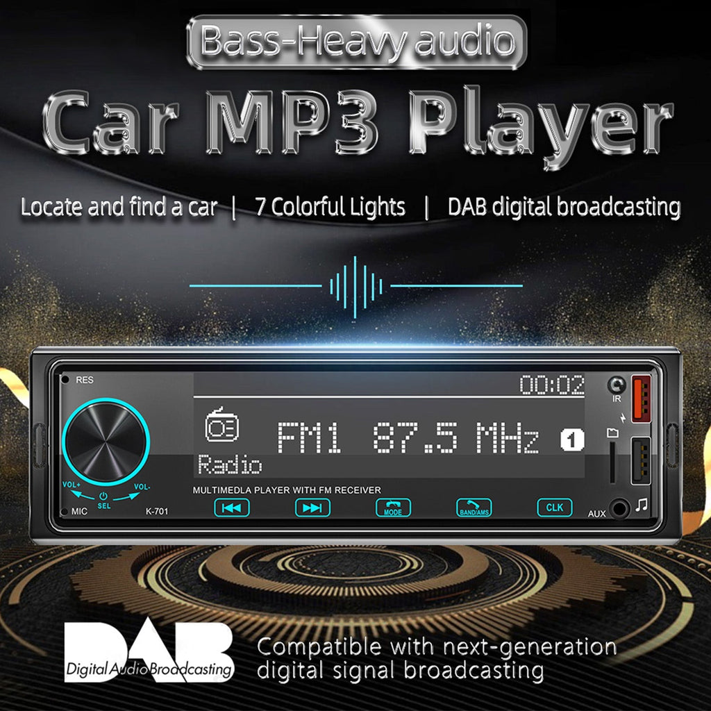 Bluetooth Car Stereo Radio 1DIN FM MP3 Player with DAB and 2.5D Touch Screen