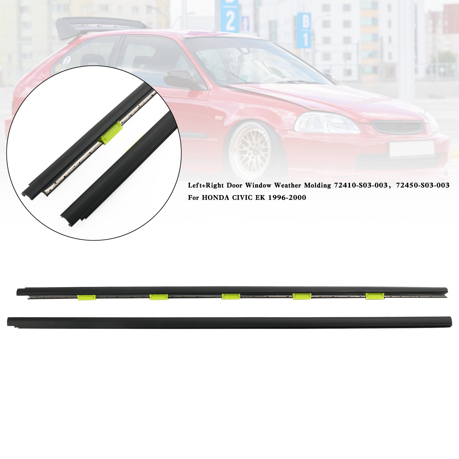 Left Right Door Window Weather Molding for Honda Civic EK 2-Door 1996-2000 72410-S03-003