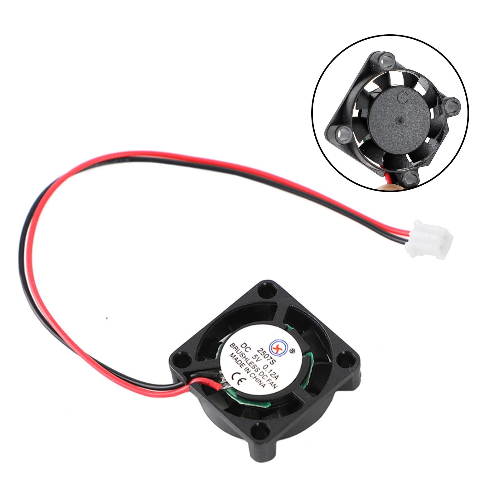 25x25x7mm 5V 0.12A Brushless DC Blower Fan 2 Pin 2507S Automotive Cooling