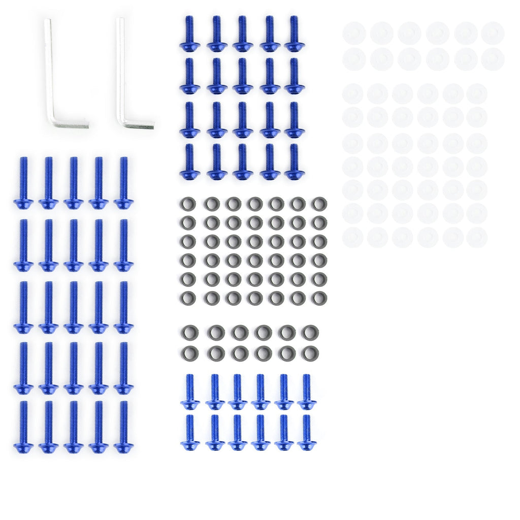 158 Piece Blue Motorcycle Windscreen Fairing Screw Clip Fastener Kit Universal