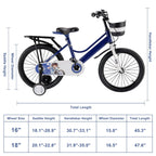 16 and 18 Inch Children's Bicycle with Balance Wheels, Rear Rack and Cargo Basket