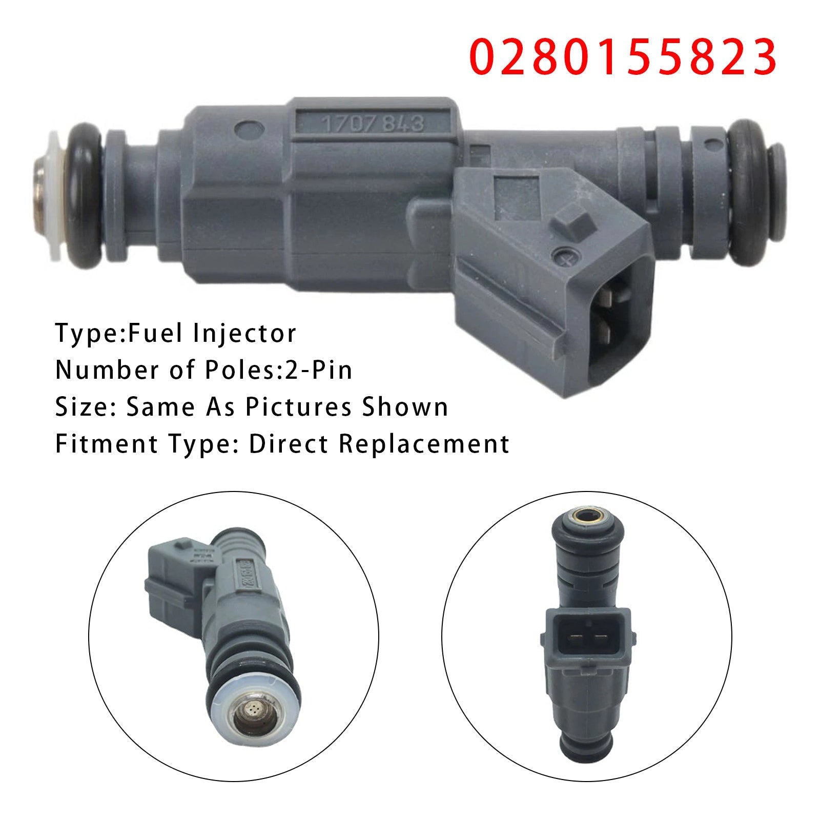 Single Fuel Injector 0280155823 Compatible with BMW X5 E39 E38 E53 and Range Rover MK3
