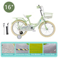 16 Inch Girls Bicycle with Training Wheels, Carrier Rack and Storage Basket Green