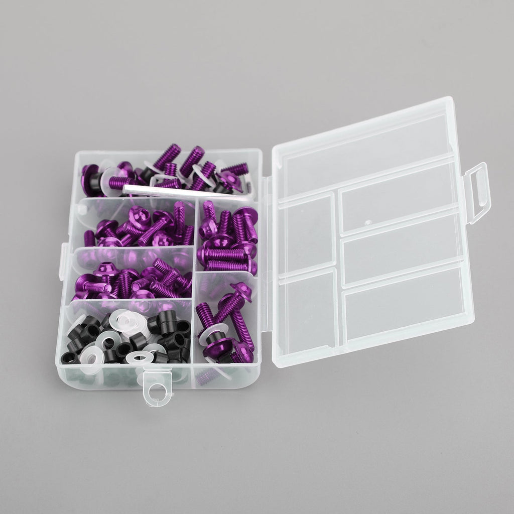 Purple Motorcycle Sportbike Windscreen Fairing Fastener Clip Screw Bolt Kit 158x
