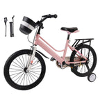 18" Youth Bike with Kickstand, Training Wheels and Baggage Rack - Pink