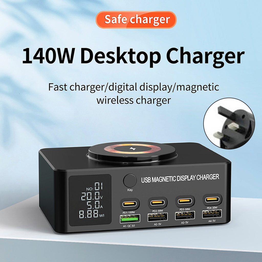 140W Quick Charge PD100W Laptop Intelligent Multi-Port USB Power Adapter UK