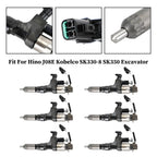 Hino J08E Kobelco 3.8 4.7L Diesel Engine 6 Piece Fuel Injector Set 095000-6593
