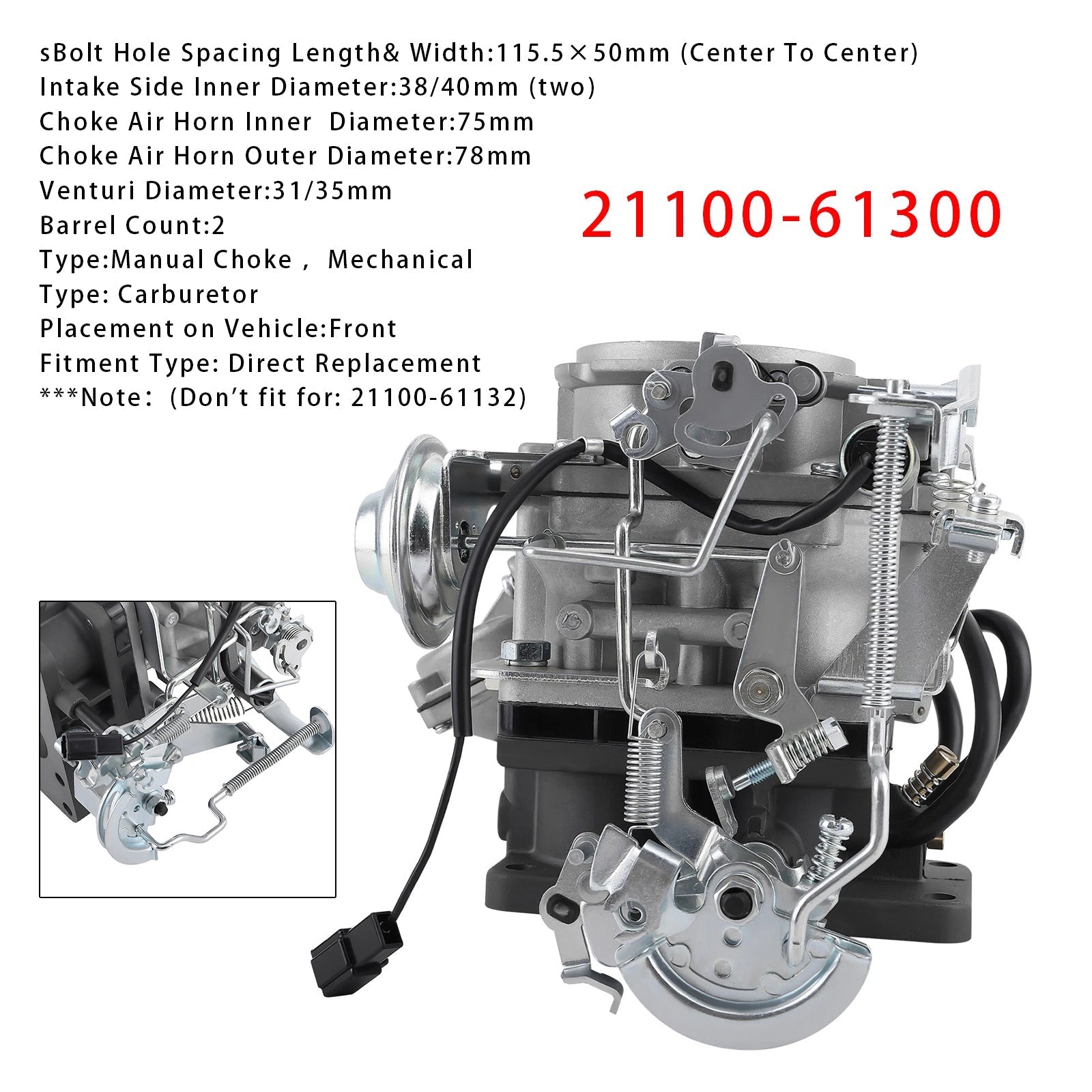 1984-1992 Toyota FJ62 FJ70 FJ73 Land Cruiser 3F Engine Carburetor 21100-61300