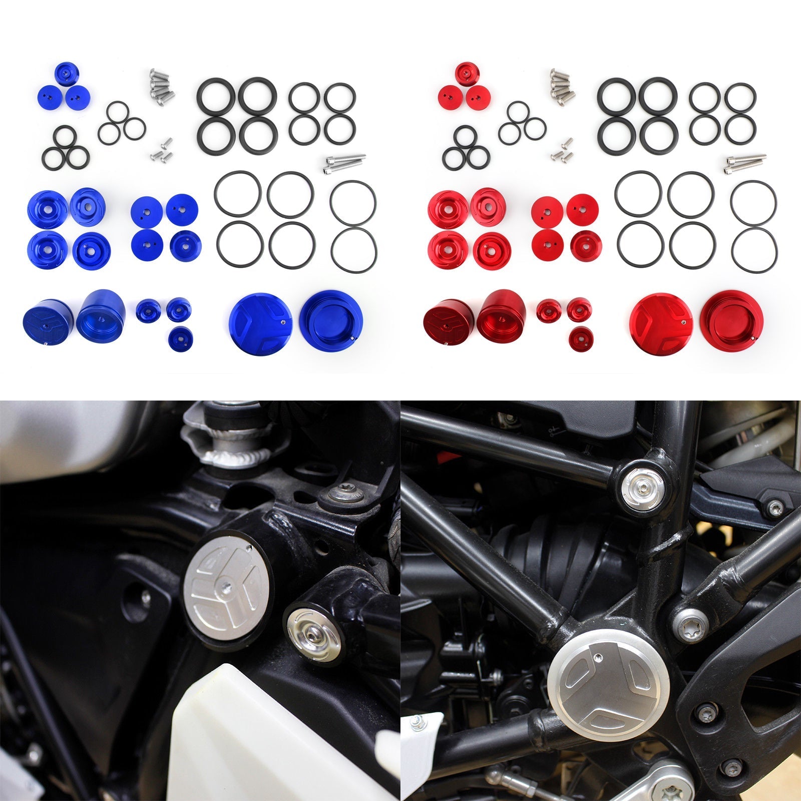 18-Piece Precision CNC Aluminum Side Frame Protection Caps for BMW R1200GS 2013-2019