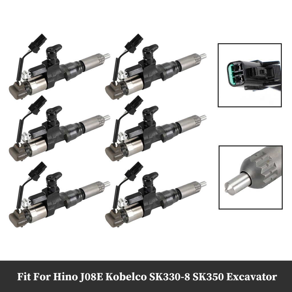 1984-2018 Hino J08E 3.8 4.7L Kobelco Diesel 6 Fuel Injectors 095000-6593