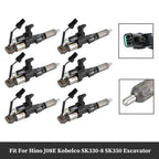 Hino J08E Kobelco 3.8 4.7L Diesel Engine 6 Piece Fuel Injector Set 095000-6593