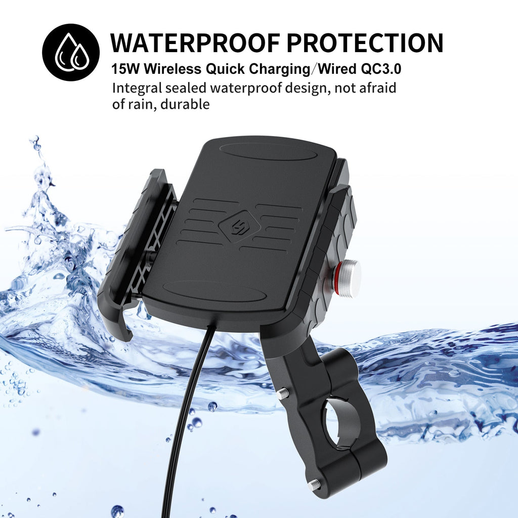 15W Universal Wireless Phone Charge Mount QC3.0 Bracket for Moto Scooter BlackB Generic