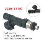 Fuel Injector 0280158107 for 1994-2003 UAZ 3160 2.9L Single Piece