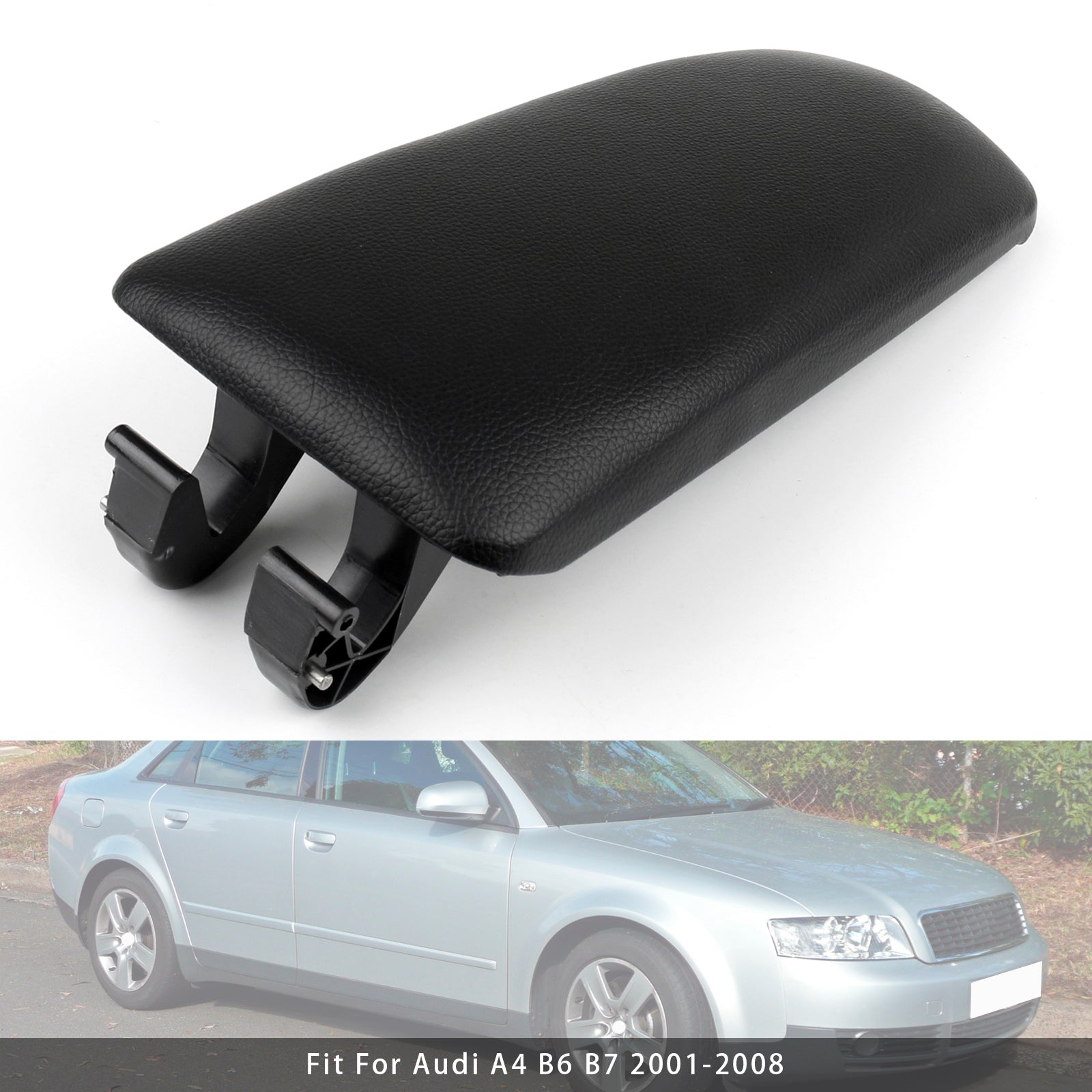 Black Leather Center Armrest Console Cover for 2001-2008 Audi A4 B6 B7 8E0864245E
