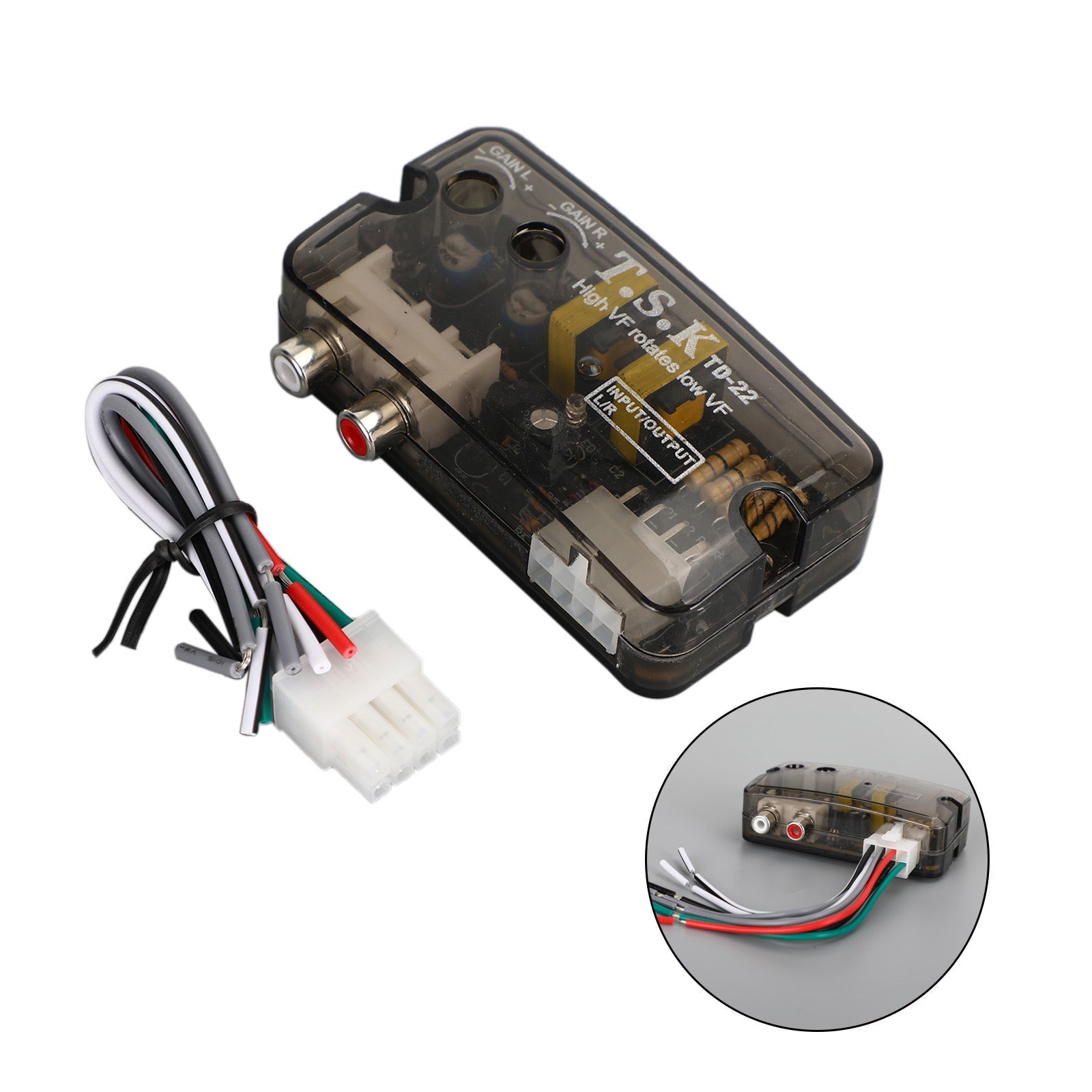 RCA Stereo High to Low Level Converter 12V TD-22 Speaker Adapter
