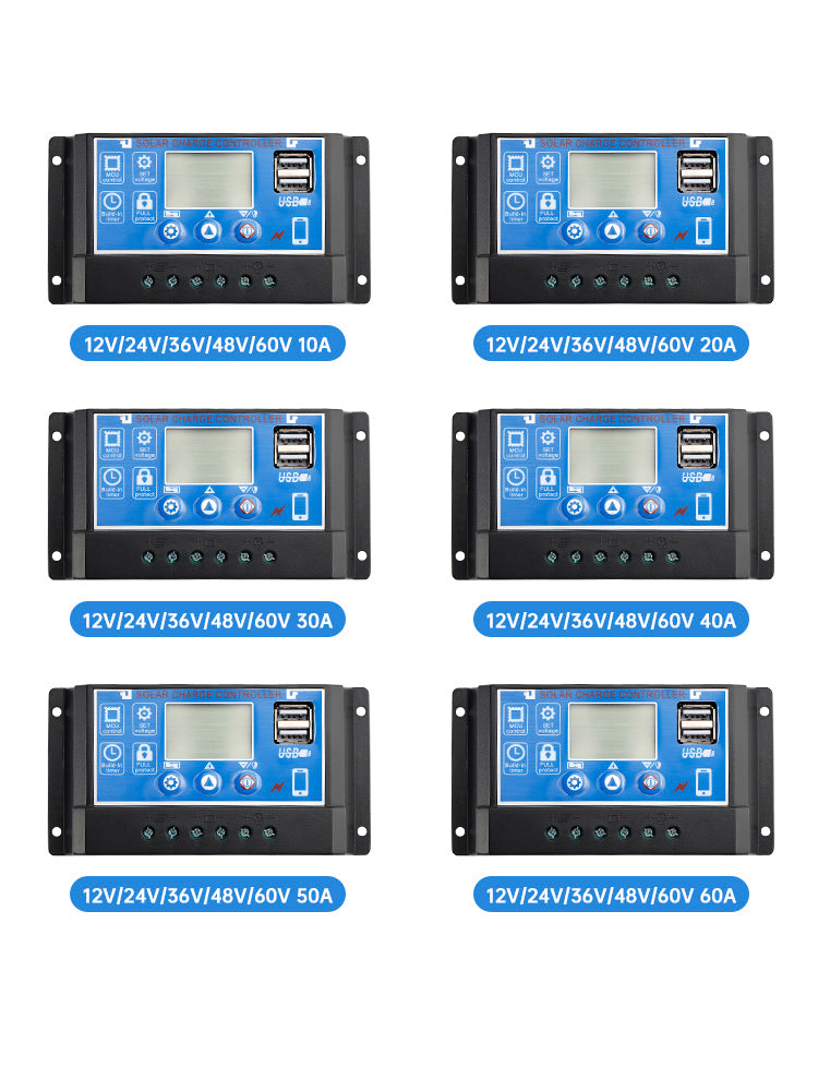 0V Start PWM Solar Charge Controller 12V to 60V Display Current Street Light Control