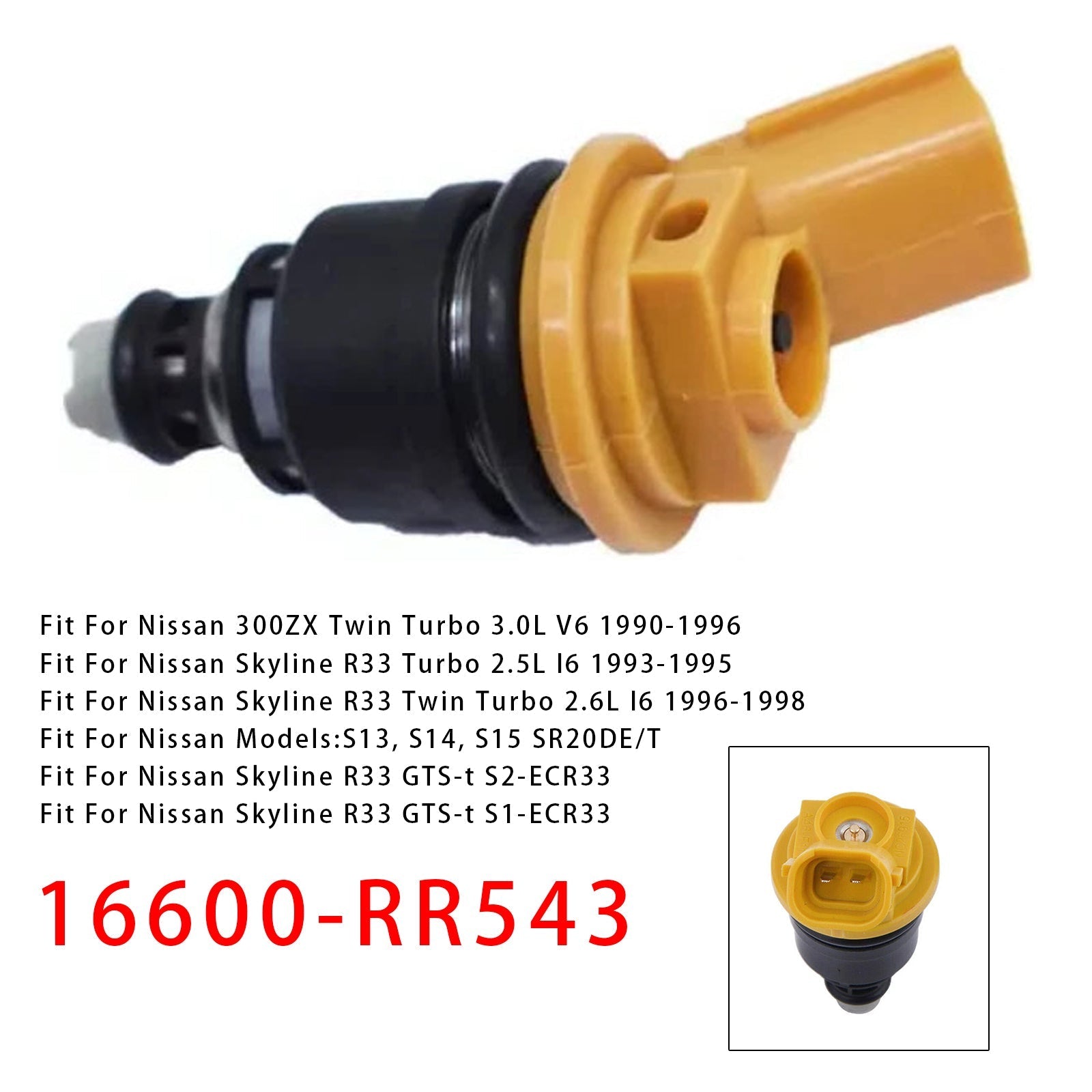 Fuel Injector for Nissan Silvia S13 S14 S15 SR20DET and Skyline R33 16600-RR543 Single Unit
