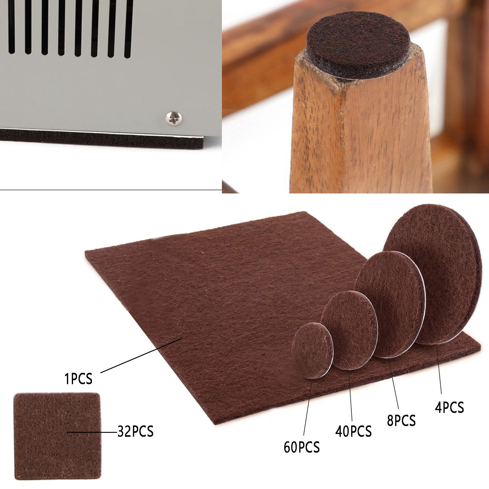 145Pcs Hardwood Floor Felt Pads Chair Leg Furniture Protectors Set