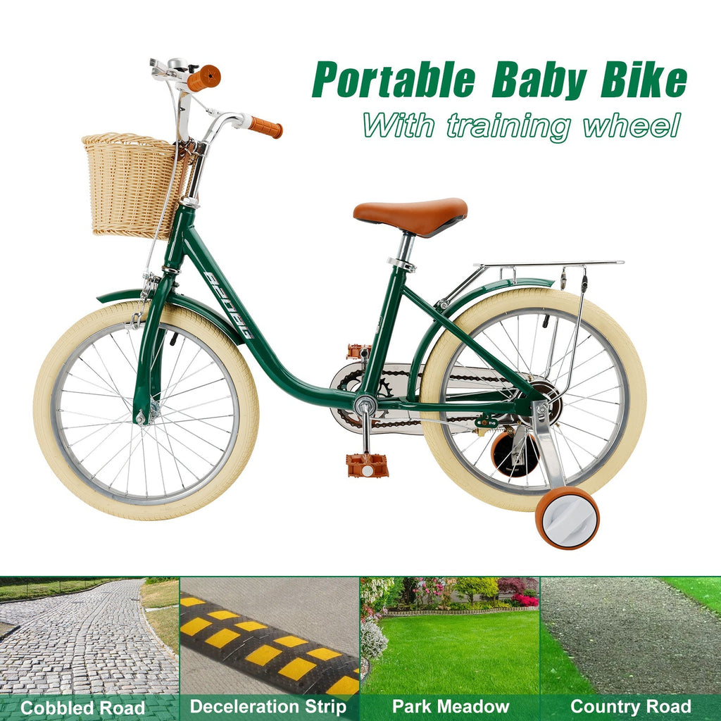 18 Inch Child's Bicycle with Basket for 7-9 Year Old Boys and Girls