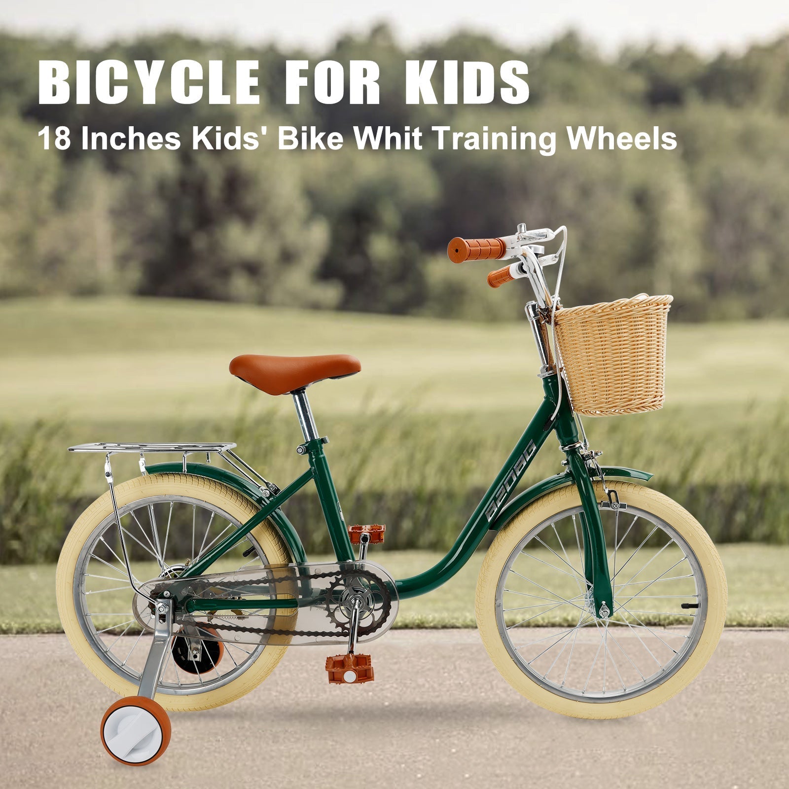 18 Inch Child's Bicycle with Basket for 7-9 Year Old Boys and Girls