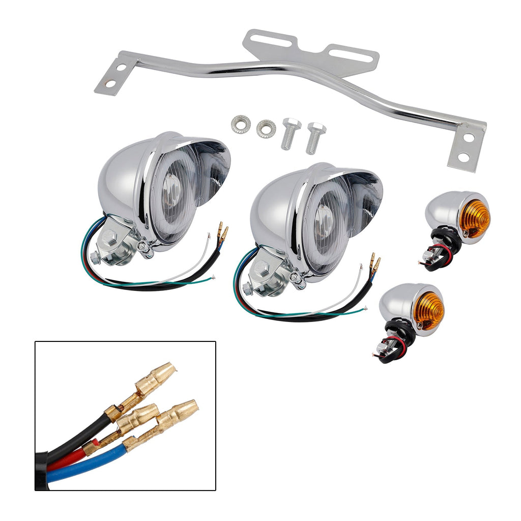 22 Headlight Lamp Spotlight Universal Coler Switch Fits Chrome For Motorcycle
