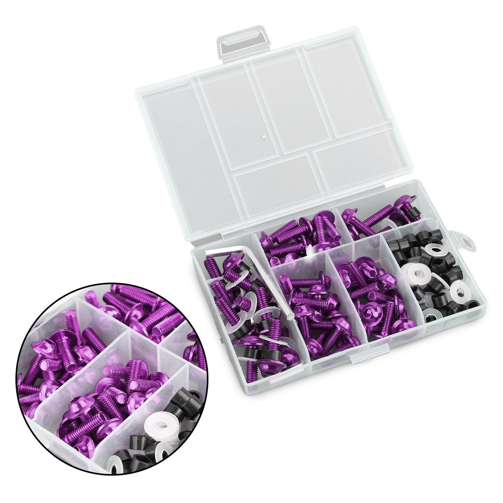 158x Motorcycle Windscreen Fairing Hardware Kit Purple Sportbike Clip Screw Bolt Fasteners