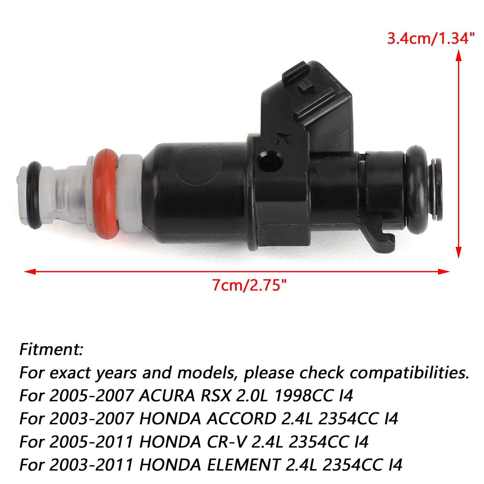 Single Fuel Injector 16450RAAA01 Compatible With 2003-2007 Honda Accord 2.4L Engine