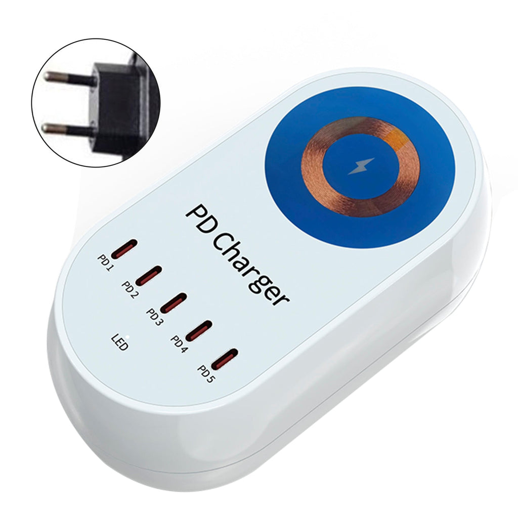 140W Power Delivery Multi-Port Fast Charger with Magnetic Wireless Charging for Laptops and Smartphones EU