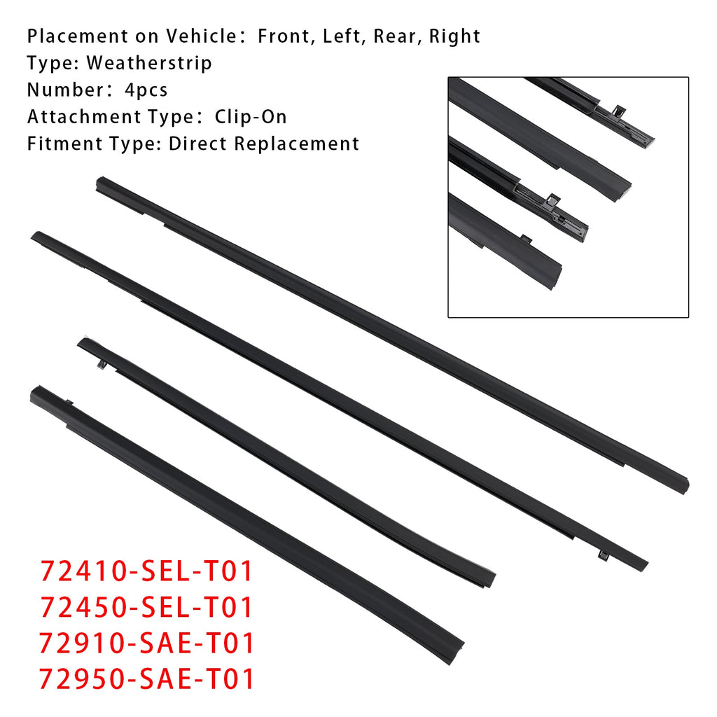 2001 2002 2003 2004 2005 2006 2007 2008 Honda FIT JAZZ 4PCS Door Rubber Weatherstrip Seal